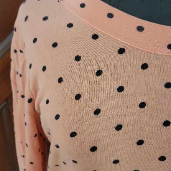 J.Crew Womens Polka Dot Peach Sweater With 3/4 Sleeves & Tie Back Neckline Size - Picture 4 of 9